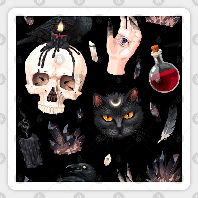 Skull witch Halloween Sticker by igzine